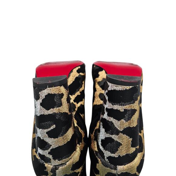Christian Louboutin Moulamax Ankle Boot Black Gold Lurex Leopard Size 38 US 8 - Picture 11 of 13